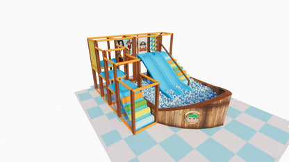 Indoor Dual Level Soft Play Pirate Theme with Ball Poll