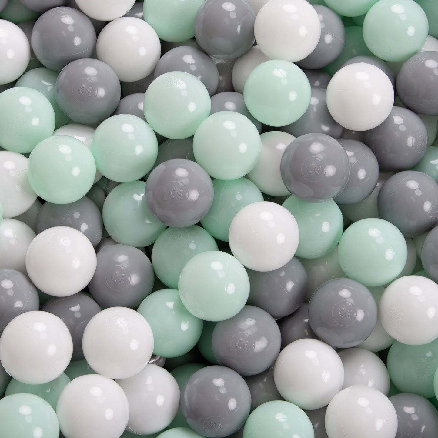 70MM x 1500PCS Soft Play Balls for Ball Pits - Mint/Silver/White