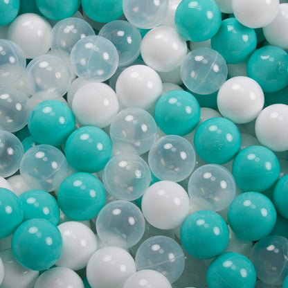 70MM x 1500PCS Soft Play Balls for Ball Pits - Mint/White/Transparent